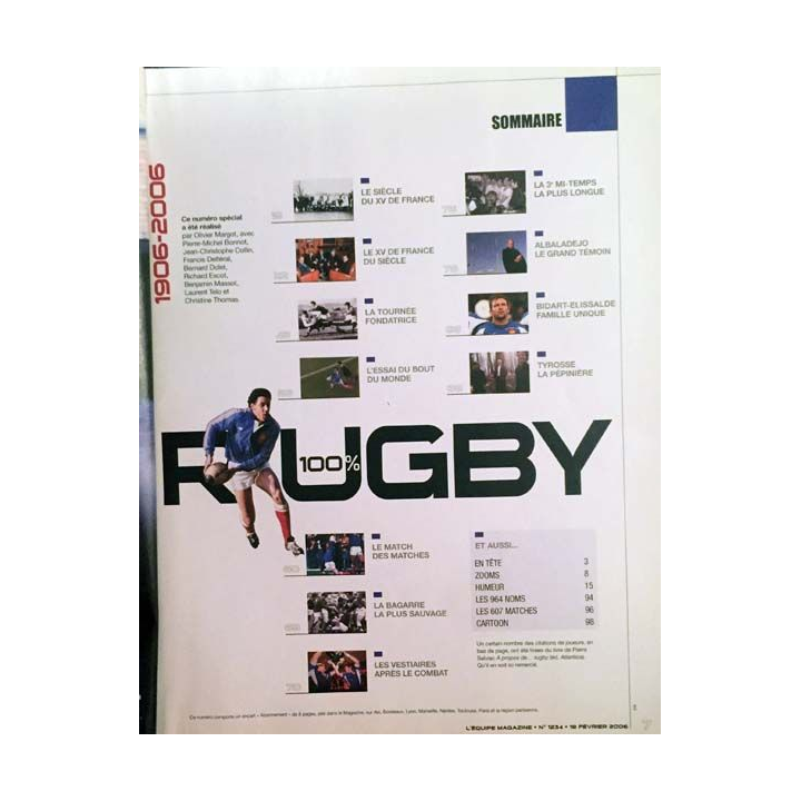 1. L'Équipe magazine 100% rugby n°1234 18 Février 2006