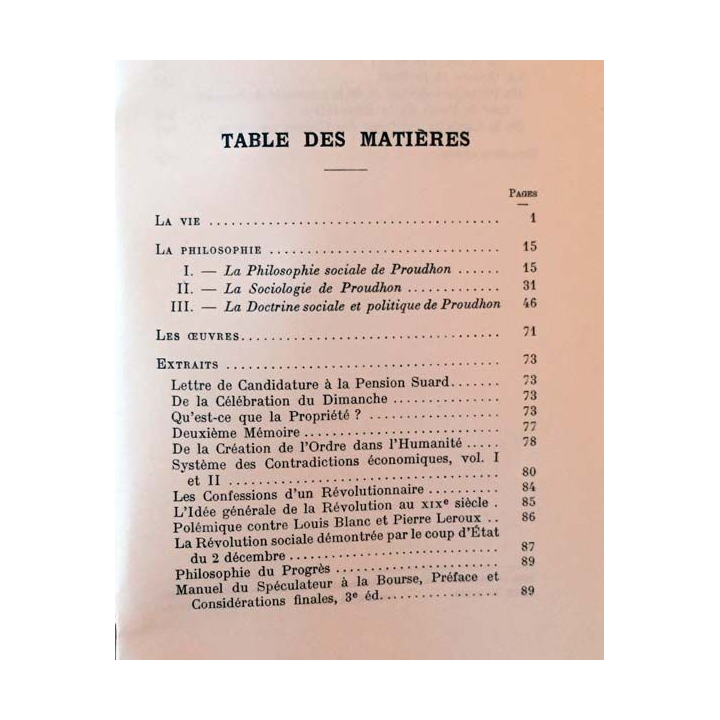 1. Proudhon sa vie, son oeuvre avec un exposé de sa philosophie de Georges Gurvitch