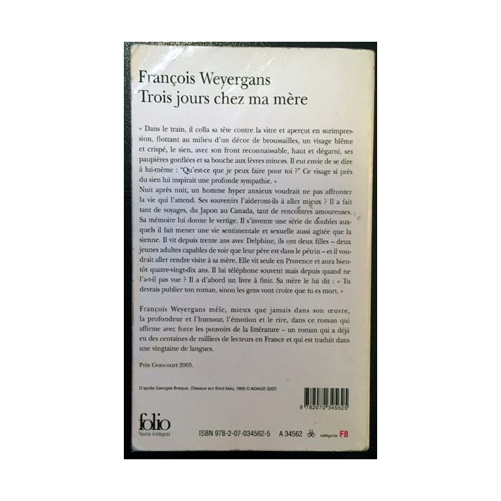 1. Trois jours chez ma mère de François Weyergans aux éditions Gallimard