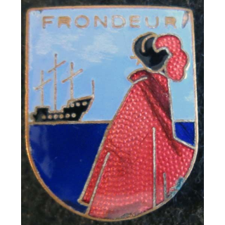 LE FRONDEUR : insigne métallique du torpilleur Le Frondeur dos grenu bronze en émail
