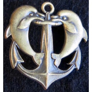MARINE : brevet de plongeur de bord dos gilloché bronze Drago Paris