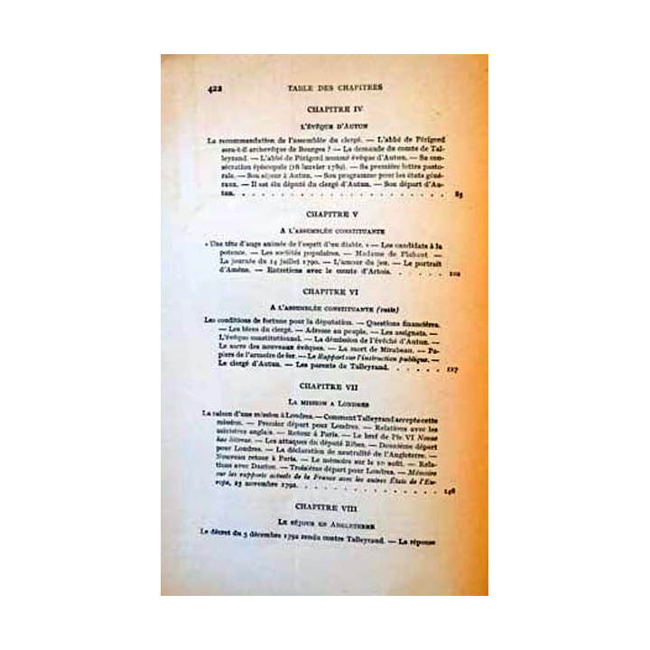 1. Talleyrand (1754-1838) Tome I de G. Lacour-Gayet aux éditions Payot