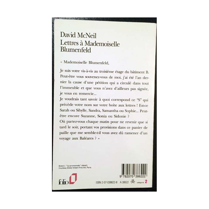 1. Lettres à Mademoiselle Blumenfeld de David McNeil aux éditions Gallimard