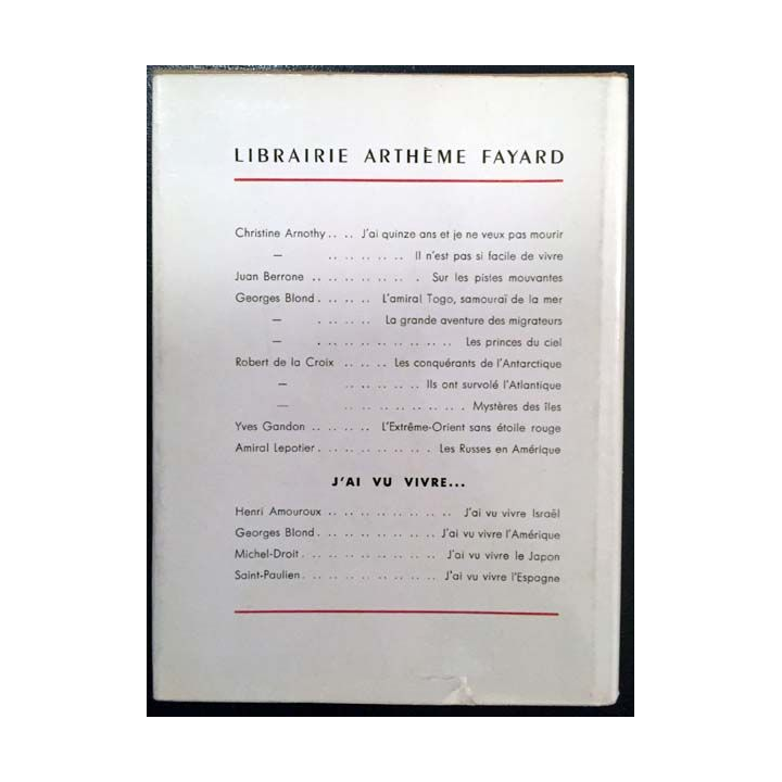 1. J'ai vu vivre l'Italie de Noël Calef aux éditions Librairie Arthème Fayard