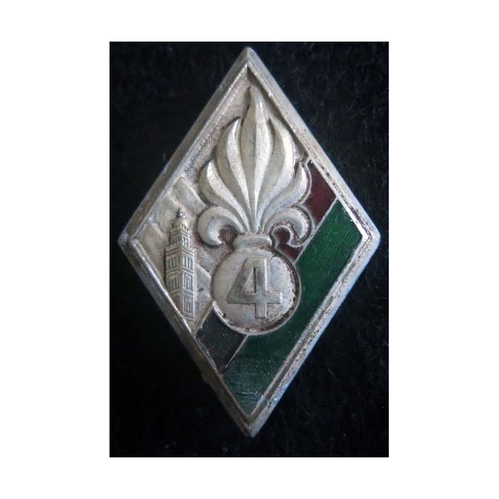 4° Régiment étranger d'infanterie Drago Romainville argenté éclat d'émail partie rouge 
