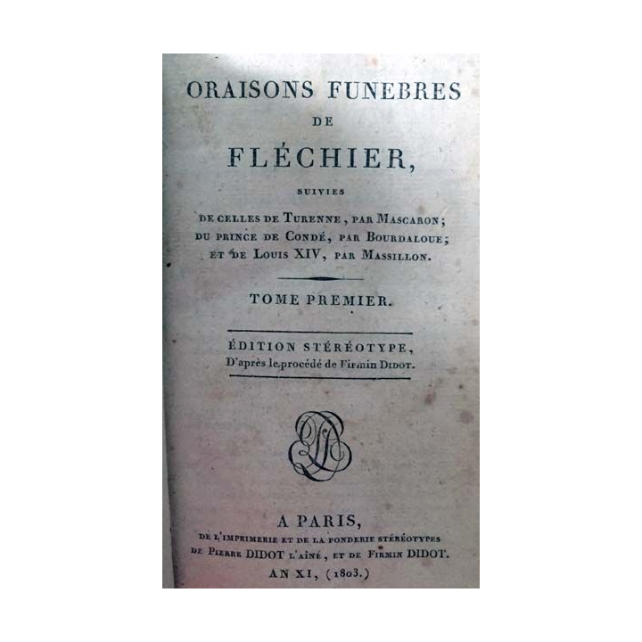 1. Oraisons funebres de fléchier Tome Premier