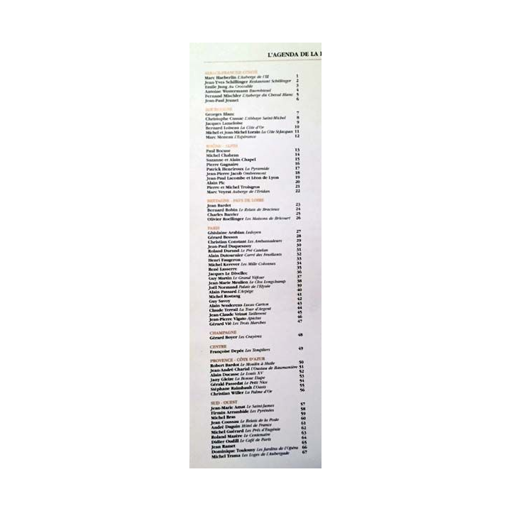 1. L'agenda de la haute cuisine française 1996