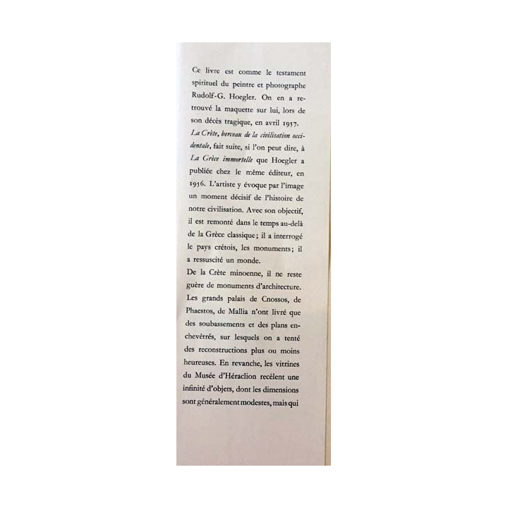 1. La Crète de Olivier Reverdin et Rudolf Hoegler aux éditions La bibliothèque des arts