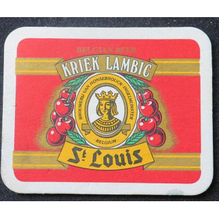Dessous de verre à bière Kriek Lambic St Louis de dimension 7,8 x 9,9 cm