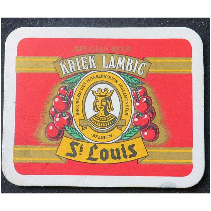 Dessous de verre à bière Kriek Lambic St Louis de dimension 7,8 x 9,9 cm