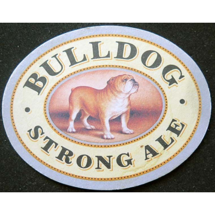 Dessous de verre à bière Bulldog strong ale de dimension 11,3  x 8,9 cm