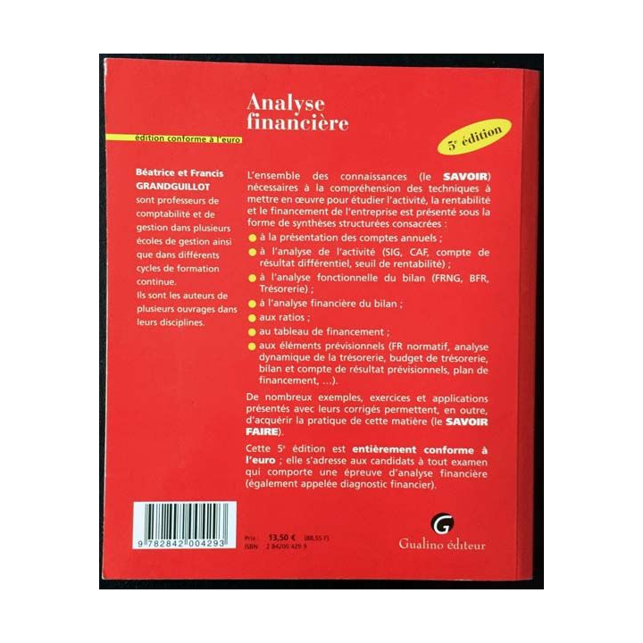 1. Analyse financière de Béatrice et Francis Grandguillot aux éditions Gualino