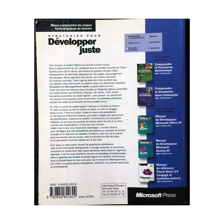 1. Stratégies pour développer juste de Steve McConnell aux éditions Microsoft Press