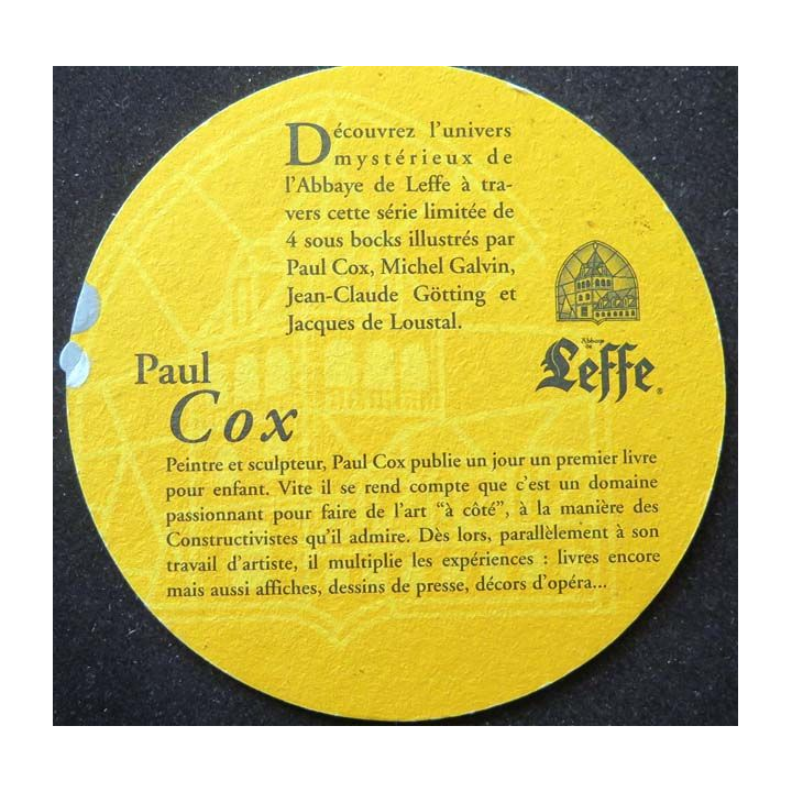Dessous de verre à bière Leffe paul Cox 