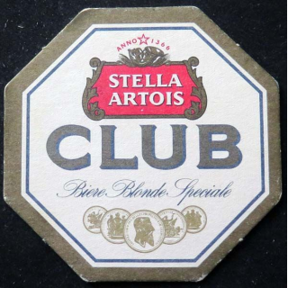 Dessous de verre à bière Stella Artois club de largeur 9,5 cm