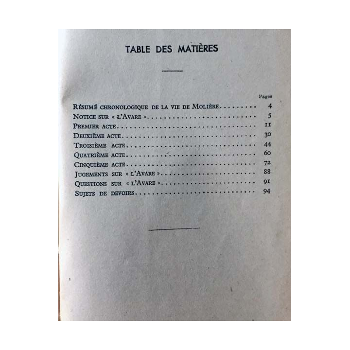 1. L'avare de Molière aux éditions Librairie Larousse