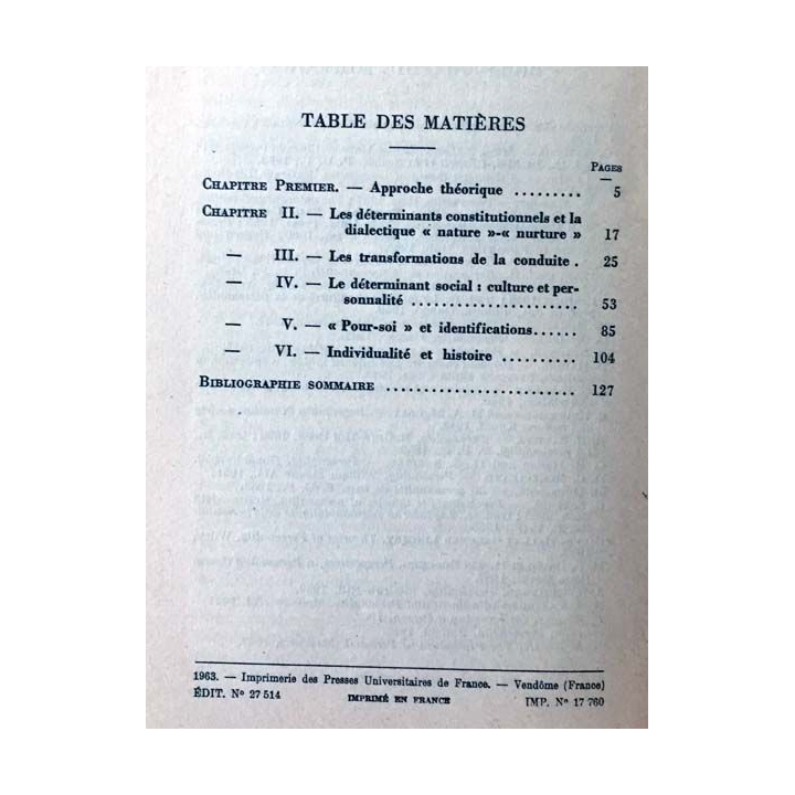 1. N°758 Que sais je ? La personnalité de Jean-Claude Filloux aux éditions Presses universitaires de France 1963