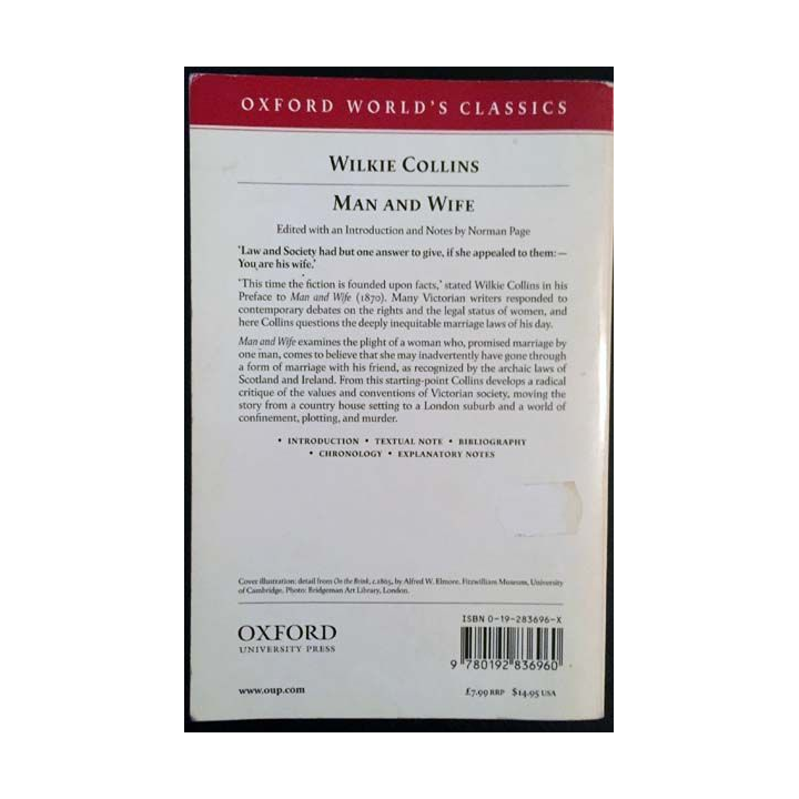 1. Man and Wife de Wilkie Collins aux éditions Oxford