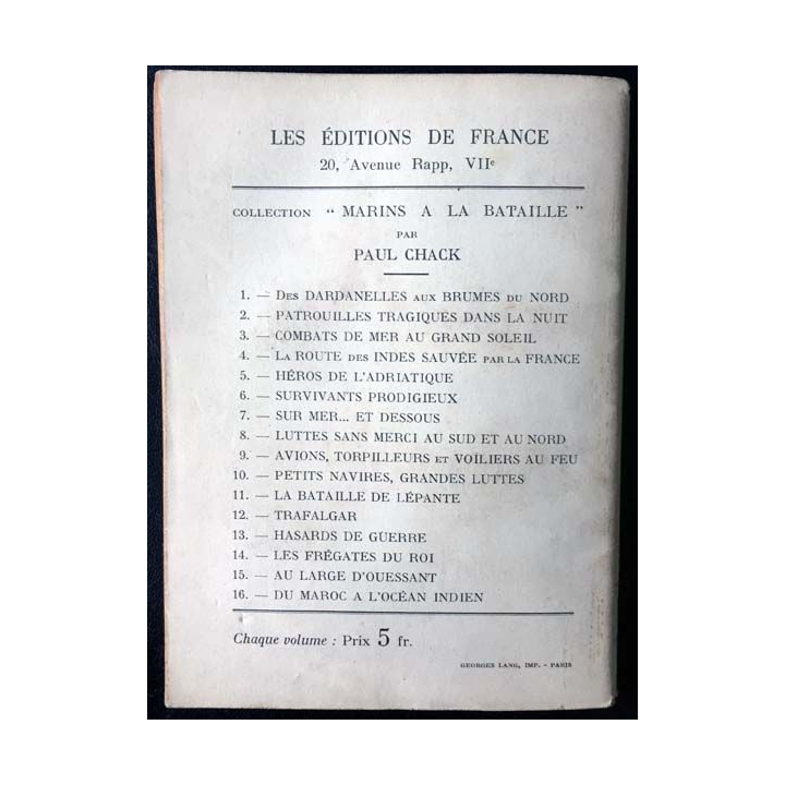 1. Marins à la bataille - La route des Indes sauvée par la France de Paul Chack aux éditions De France