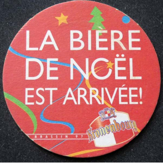 DESSOUS DE VERRE A BIÈRE Kronenbourg bière de Noël sous verre