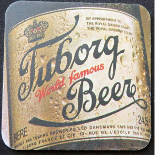 DESSOUS DE VERRE A BIÈRE Tuborg de largeur 9 cm