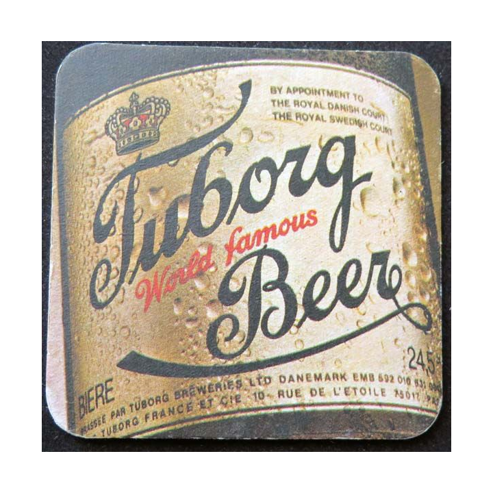 DESSOUS DE VERRE A BIÈRE Tuborg de largeur 9 cm
