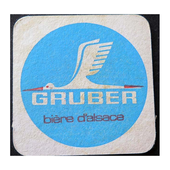 DESSOUS DE VERRE A BIÈRE Gruber bière d'Alsace de largeur 9,3 cm