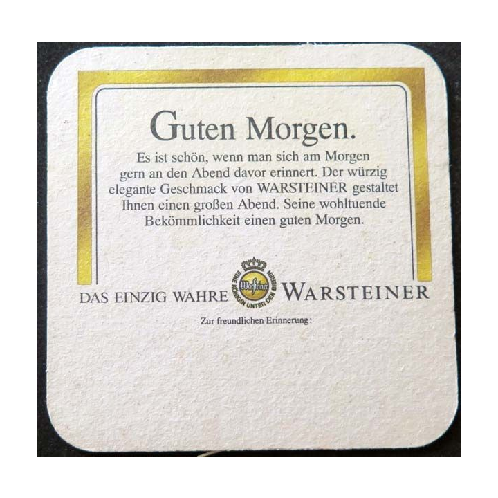 dessous de verre à bière Warsteiner de largeur 9 cm sous verre