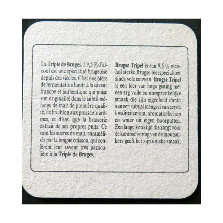 DESSOUS DE VERRE A BIÈRE Brugse Tripel Jean Van Eyck largeur 9 cm