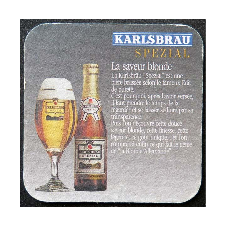 DESSOUS DE VERRE A BIÈRE Karlsbräu spezial la blonde allemande