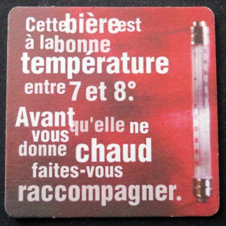 sous verre à bière Kronenbourg cette bière est à la bonne température