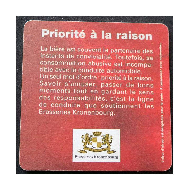 sous verre à bière Kronenbourg cette bière est à la bonne température