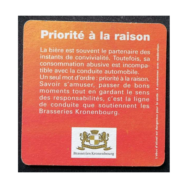 sous verre à bière Kronenbourg cette bière se déguste en toutes