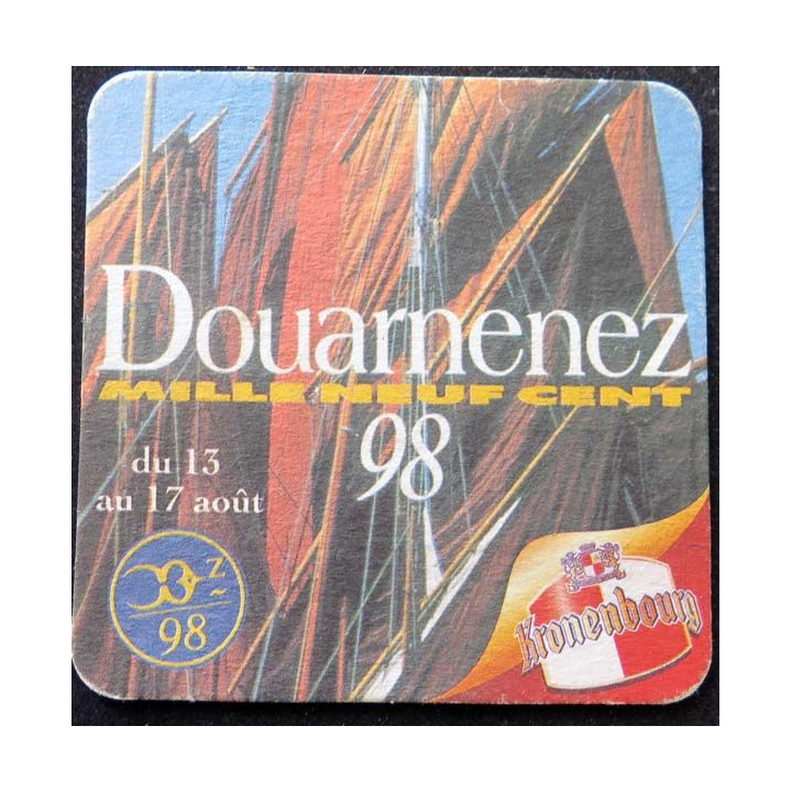 Sous verre à bière Kronenbourg Douarnenez 1998 de largeur 9 cm