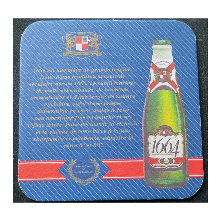 Sous verre à bière Kronenbourg 1664 de largeur 9,3 cm