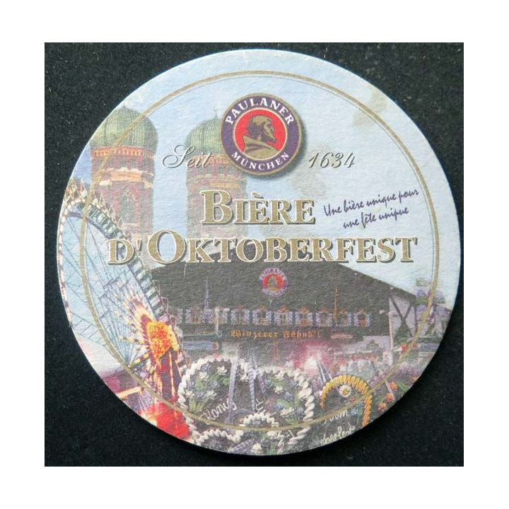 DESSOUS VERRE BIÈRE Paulaner bière d'Oktoberfest diamètre 10,6 cm