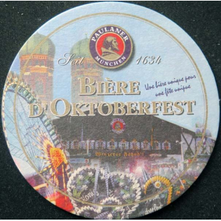 DESSOUS VERRE BIÈRE Paulaner bière d'Oktoberfest diamètre 10,6 cm