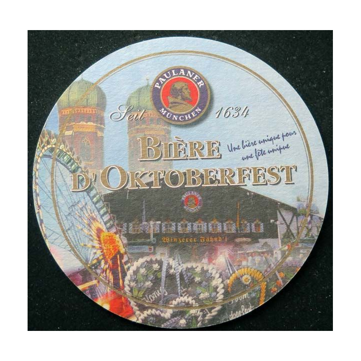 DESSOUS VERRE BIÈRE Paulaner bière d'Oktoberfest diamètre 10,6 cm