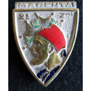 2° ZOUAVES : insigne métallique du 2° régiment de zouaves de fabrication Drago Paris H. 130 en émail