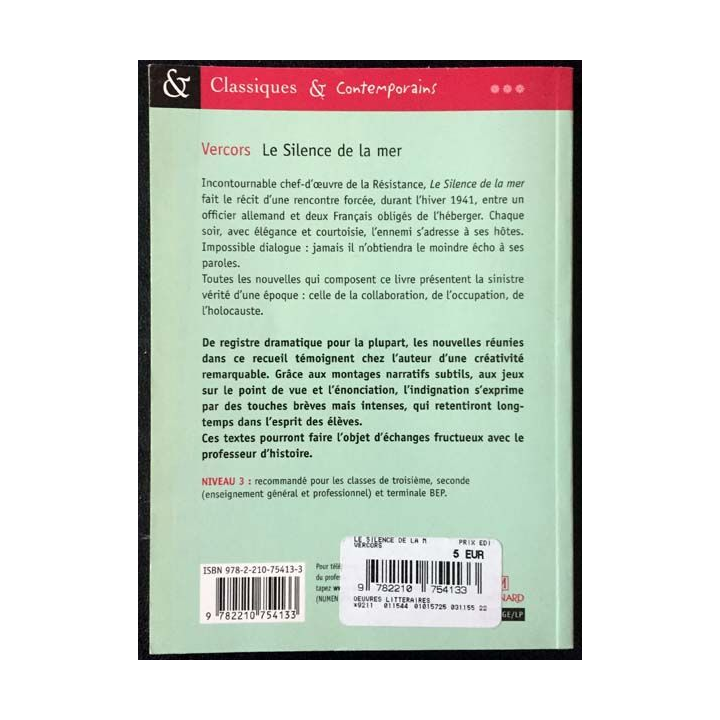 1. Le Silence de la mer de Évelyne Amon aux éditions Magnard