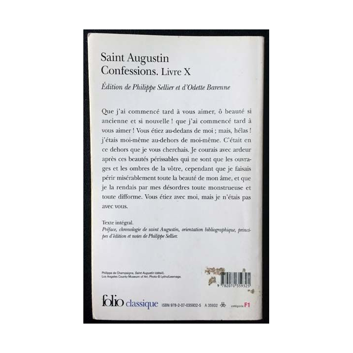 1. Confessions Livre X de Saint Augustin aux éditions Gallimard