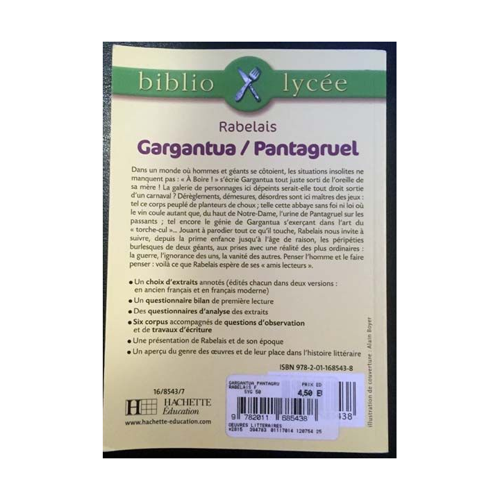 1. Gargantua Pantagruel de Rabelais aux éditions Hachette