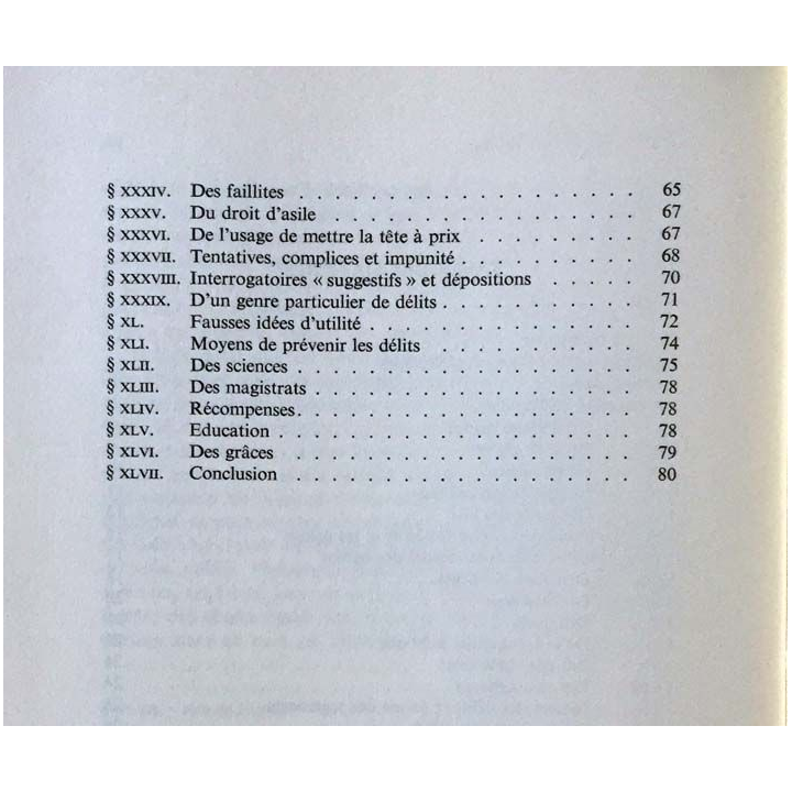 1. Des délits et des peines de Cesare Beccaria aux éditions Librairie Droz 1965