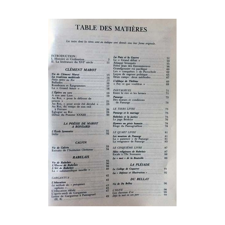 1. XVIe siècle - Les grands auteurs français du programme Anthologie et histoire littéraire