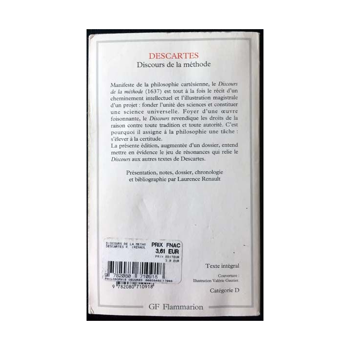 1. Discours de la méthode de René Descartes aux éditions GF Flammarion