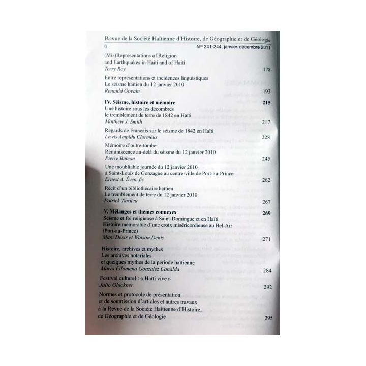 1. Revue de la société Haïtienne d'Histoire, de Géographie et de Géologie