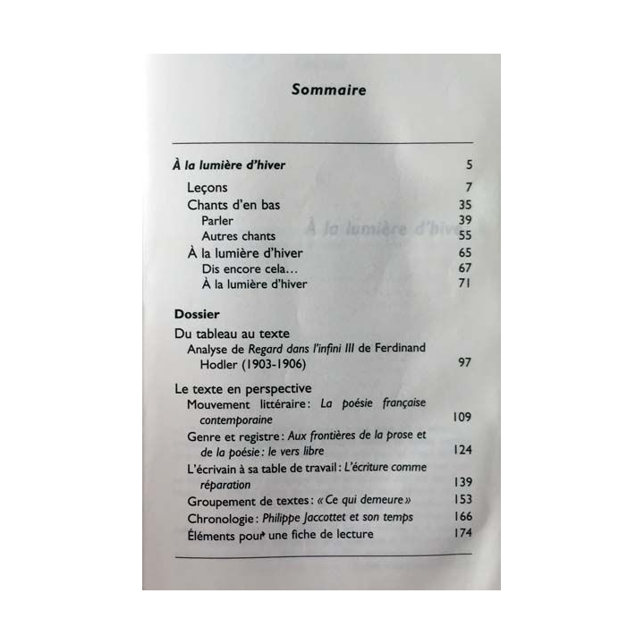 1. A la lumière d'hiver de Philippe Jaccottet aux éditions Folioplus Classiques