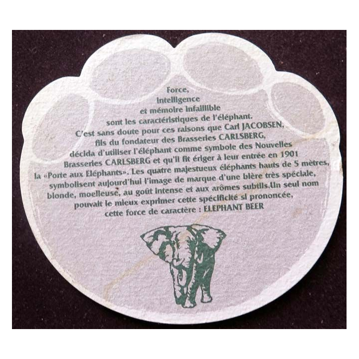 DESSOUS DE VERRE A BIÈRE Elephant beer Carlsberg