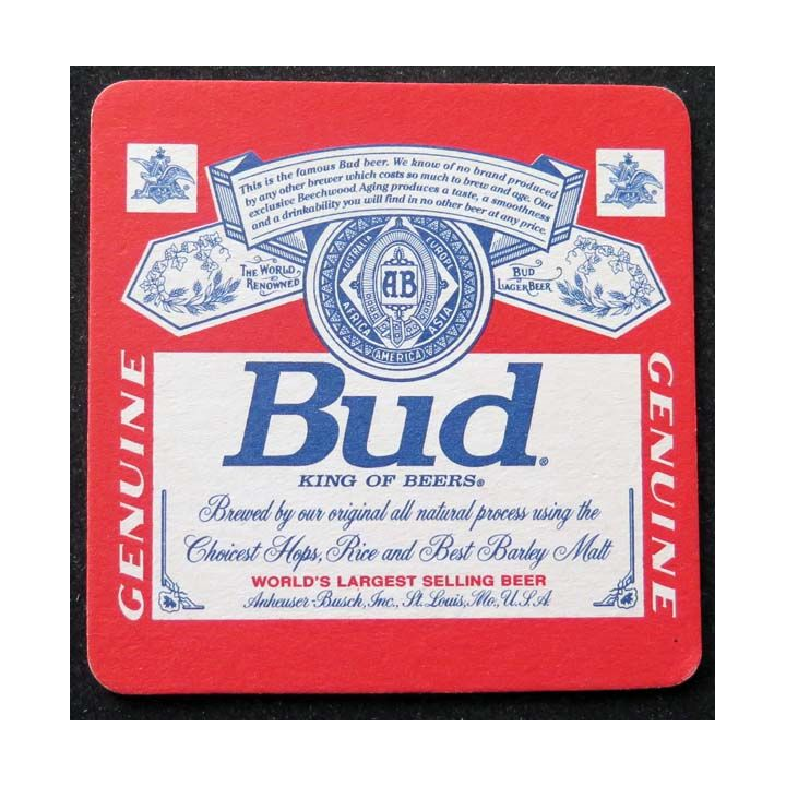DESSOUS DE VERRE A BIÈRE Bud King of beers de largeur 9 cm