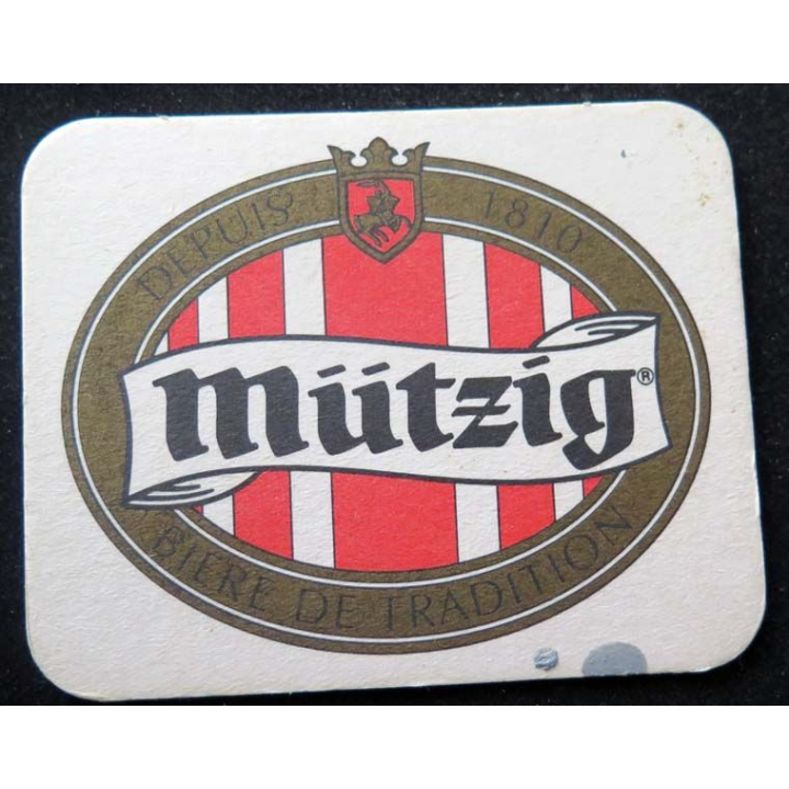 Dessous de verre à bière Mützig  bière de tradition 9,9  X 7,8 cm